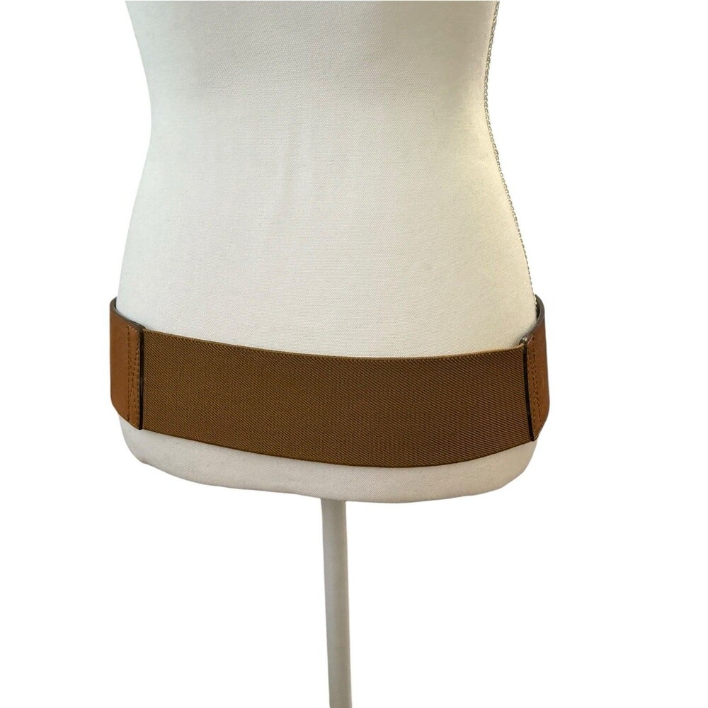Western Concho Statement Belt Cognac Brown Faux Leather Silver Tone Stretch 38” - Picture 6 of 7